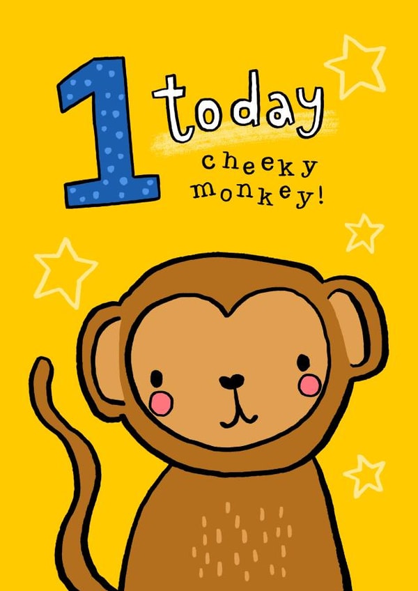Cute Birthday Card - 1st - Cheeky Monkey created by Louise Kade
