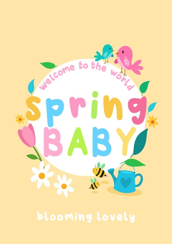 Spring baby, new baby card created by Sophie Larsson