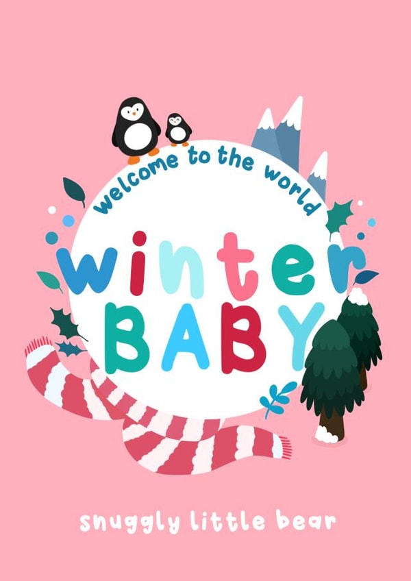 Cute New Baby Card - Winter Baby created by Sophie Larsson