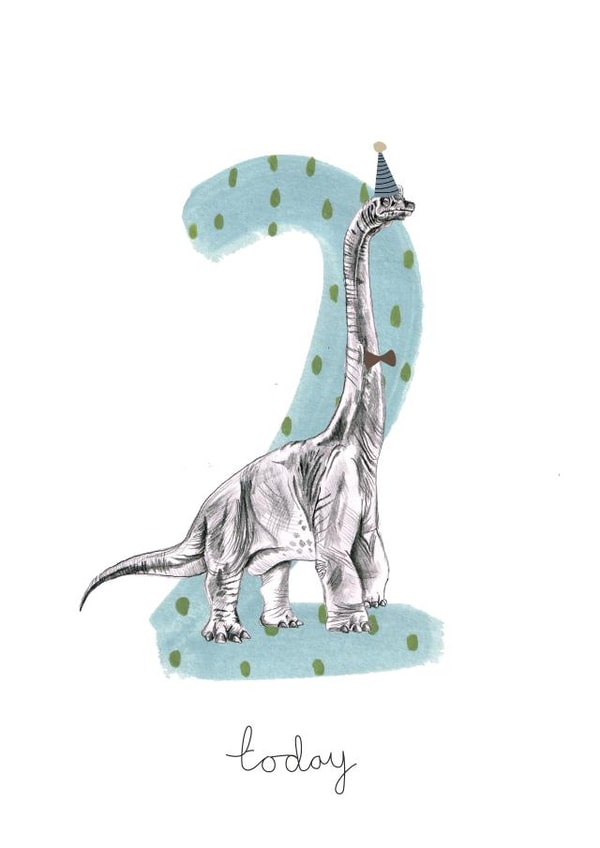 Cute Birthday Card - 2nd - Dinosaur created by Halle-lula P