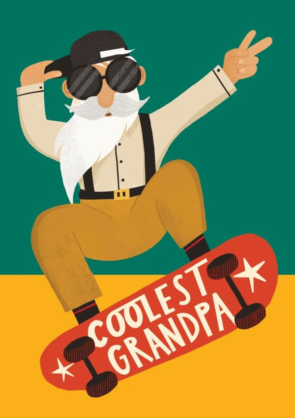 Funny Father's Day/Birthday Card - Coolest Grandpa created by AbiGoLucky