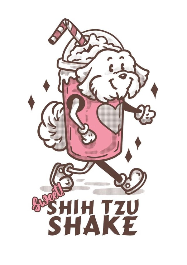 Shih Tzu Shake - Just to Say - Retro style cute card for loved one created by Elspeth Rose