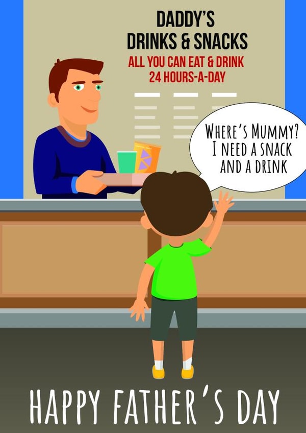 Funny Father's Day Card - Snack emporium or not, only Mummy will do! created by AG77 Design