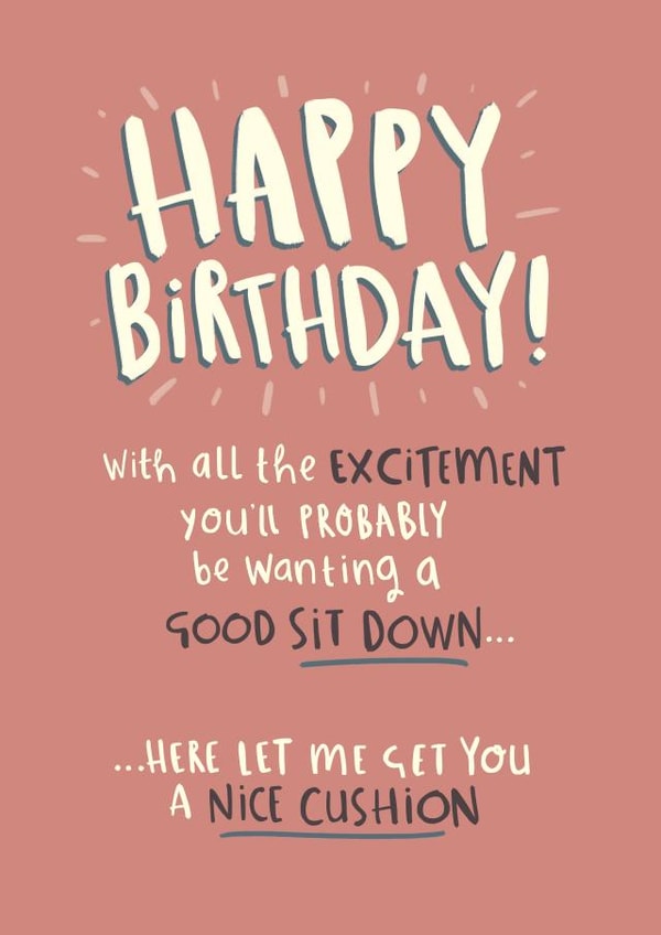 Birthday  - Good Sit Down - Funny - Cheeky - Age Card created by Pink wink