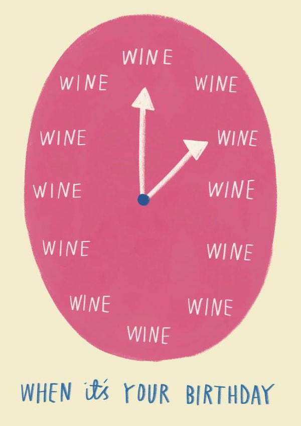 Funny Birthday Card - Wine Lovers - Time For Wine created by Alice Mole Illustration