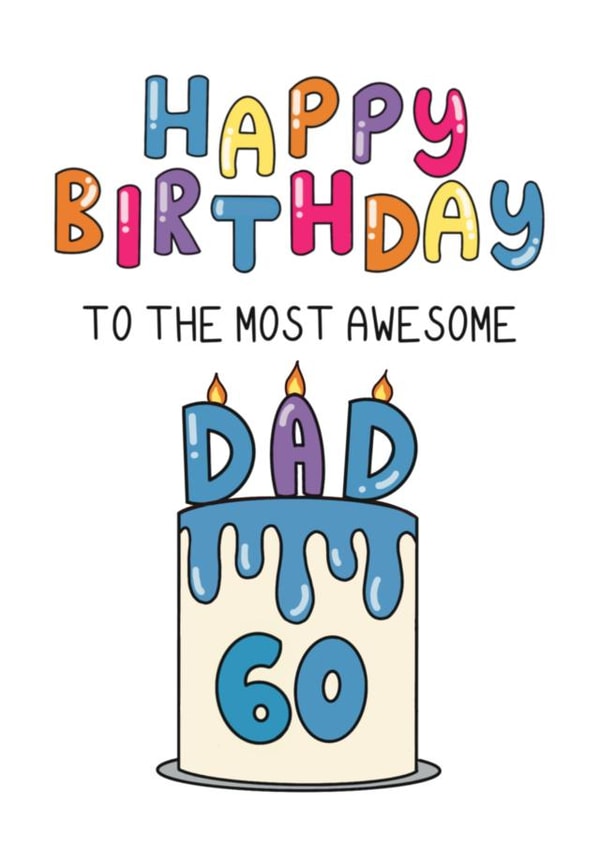 Classic Birthday Card - For Dad - 60th created by Schnauzer Scribbles