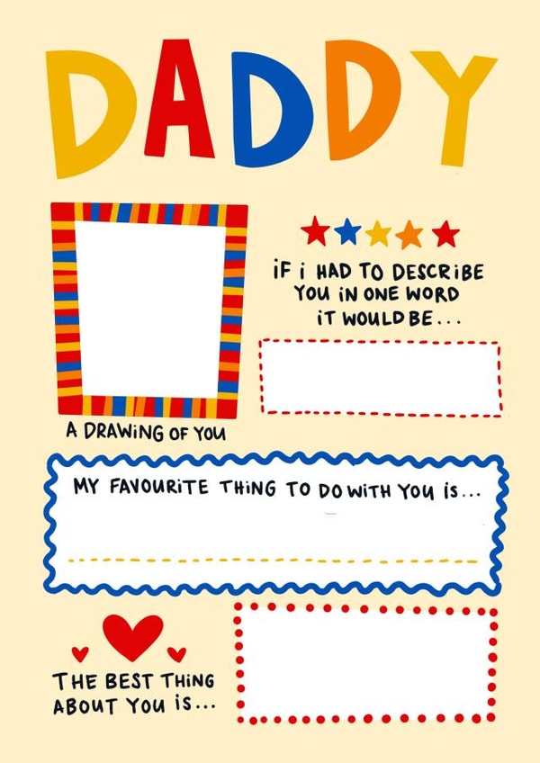 Cute Write Your Own Fathers Day Card - Personalised - Daddy created by Lucy Maggie Designs