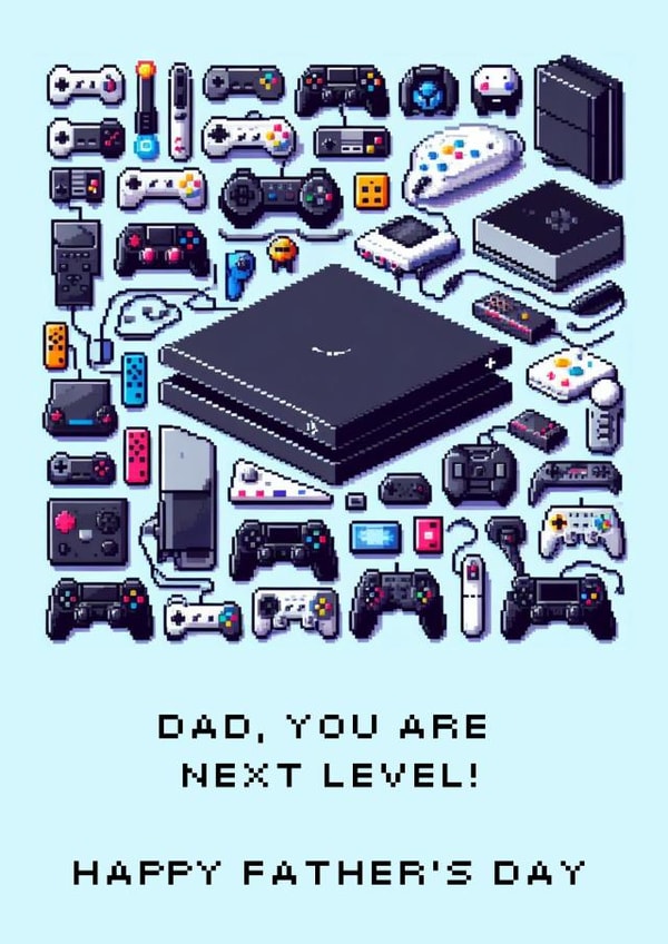 Fun Father's Day Card - For A Gamer Dad - Dad, You Are Next Level! - created by Ink Icons