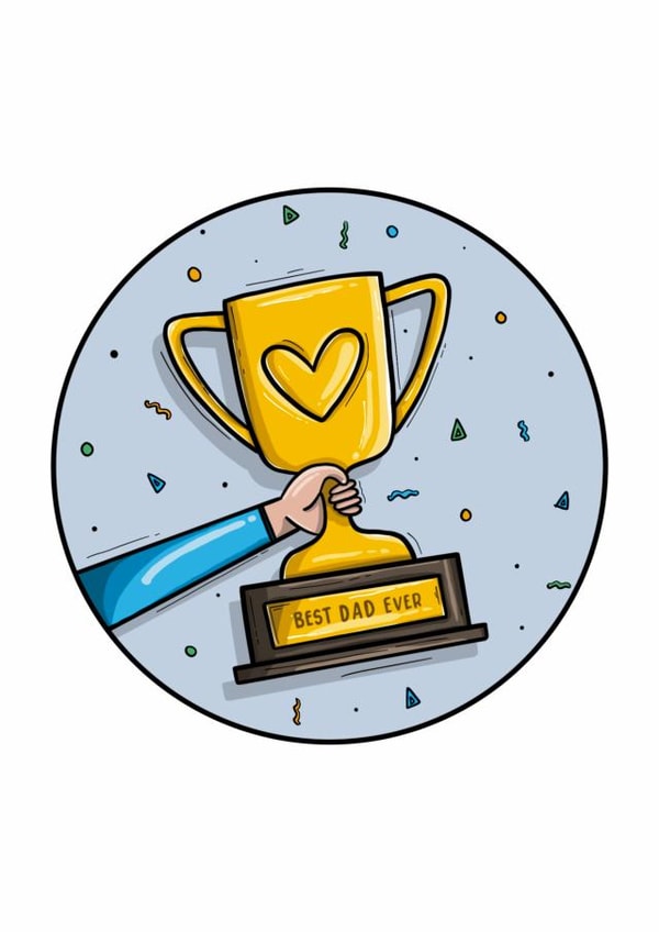 Cute Father Day Card - Best Dad Ever Cute - Trophy created by Zoe Oliver