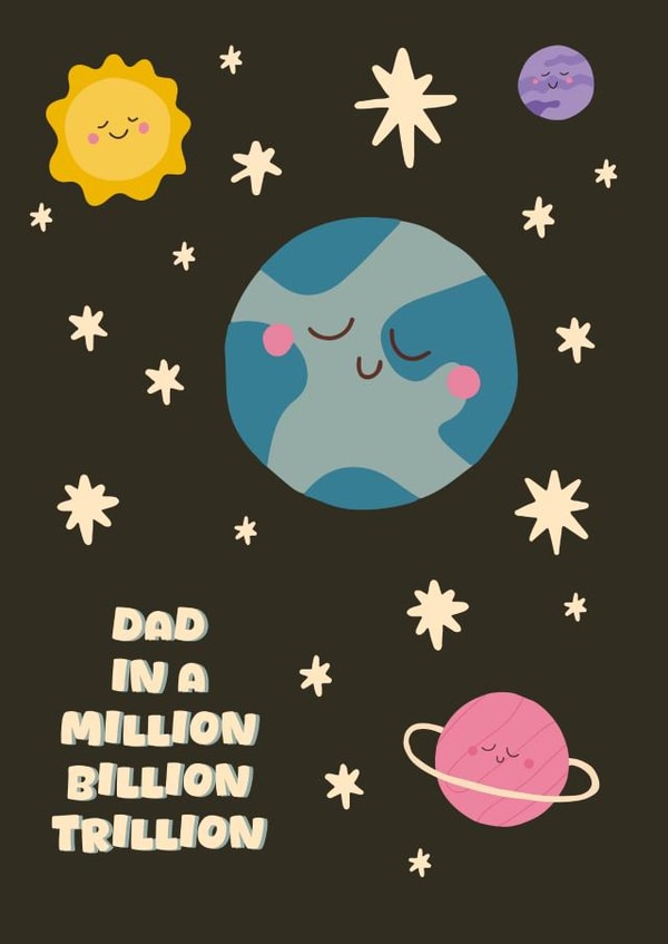 Cute Fathers Day Card - Space Cartoon - Dad in a Million created by Xoxo Designs by Ruth