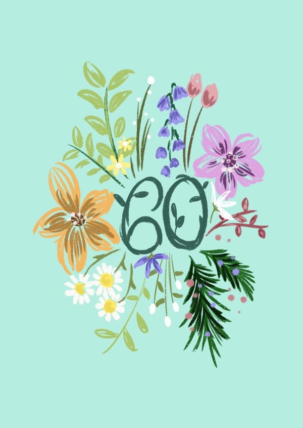 Pretty Birthday Card - For Her - Floral - 60th created by AP Designs