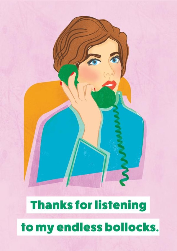 Funny Thank You Card - Listening To Endless Bollocks - Vintage created by Jane Katherine Houghton