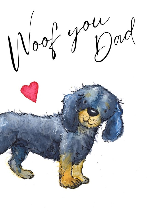 Cute Father's Day Card - From The Dog - Dachshund Sausage Dog created by Kate Garrett