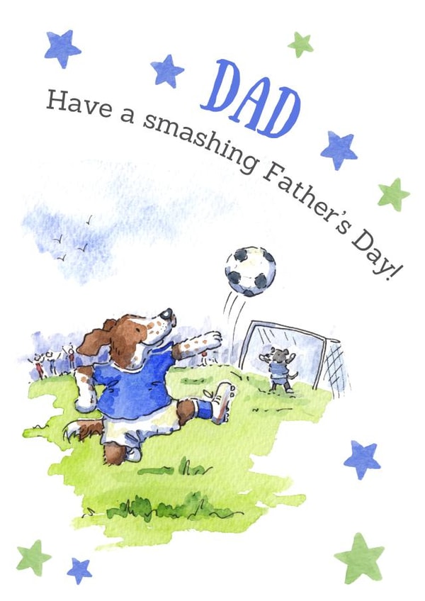 Cute Father's Day Card - Football Dog - Blue Team created by Kate Garrett