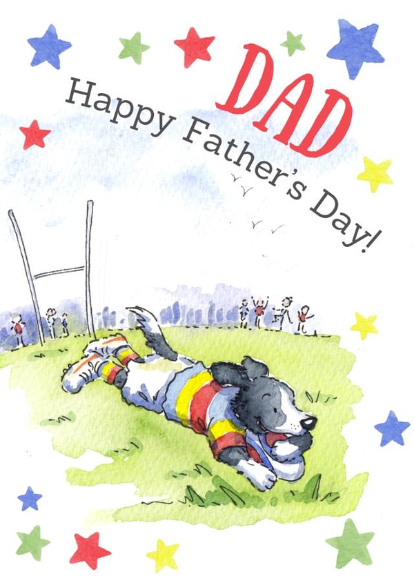 Cute Father's Day Card - Rugby Dog created by Kate Garrett