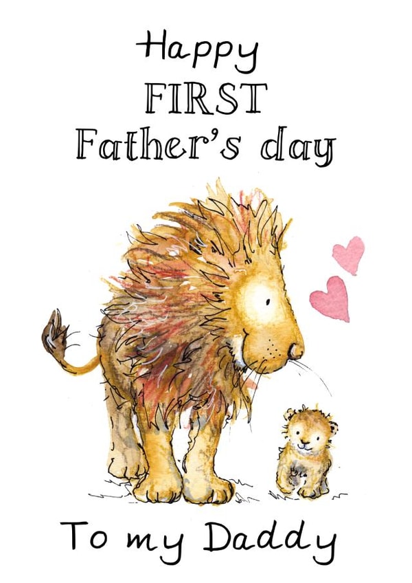 Cute Father's Day Card - First Fathers Day - Lion & Cub created by Kate Garrett