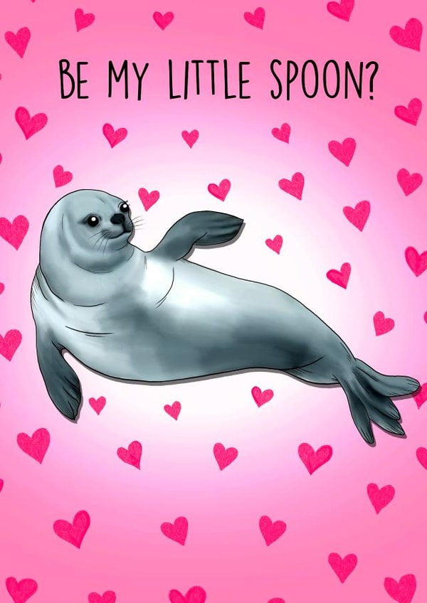 Cute Anniversary Card - Seal - Be My Little Spoon? created by Poppy & Mabel 