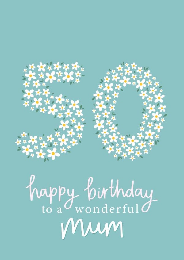 Pretty Birthday Card - For a Wonderful Mum - 50th created by Fliss Muir