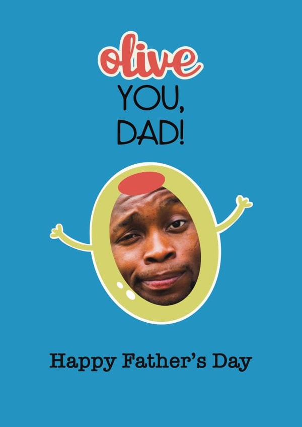 Cute Fathers Day Photo Card - Olive You, Dad - Pun created by Choo Choo 