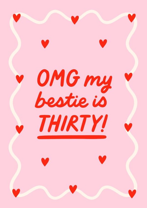 Cute 30th Birthday Card - For Best Friend - OMG My Bestie is Thirty! created by BW Illustrations