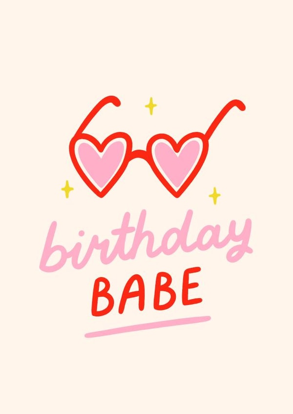 Cute Birthday Heart Sunnies for the Birthday Babe - Birthday Girl Card - Bestie created by BW Illustrations