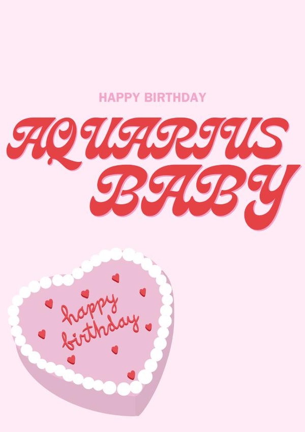 Cute Pink Aquarius February Happy Birthday Card created by Kaitlyn Schmidt