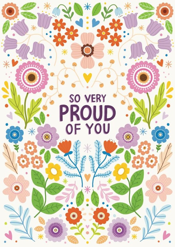 Pretty Congratulations Card - Proud Of You - Floral Illustrations created by Leaf Lane Studio