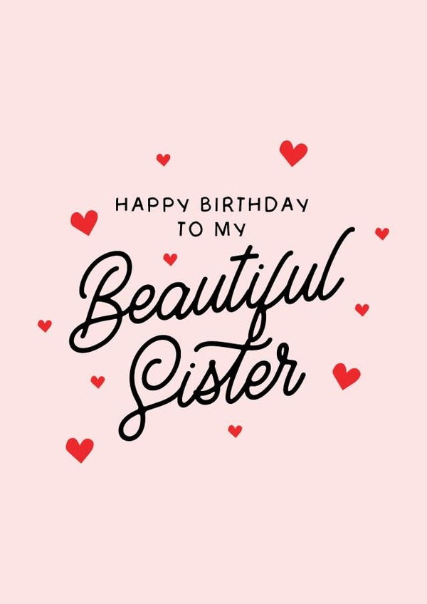 Cute Birthday Card - For Sister - Beautiful created by Puns and Needles