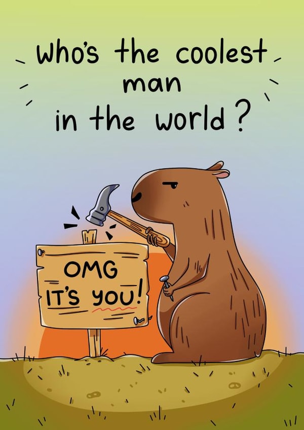 Cute and funny Birthday or Father’s Day card for your lovely man created by Marina Kromitsyna