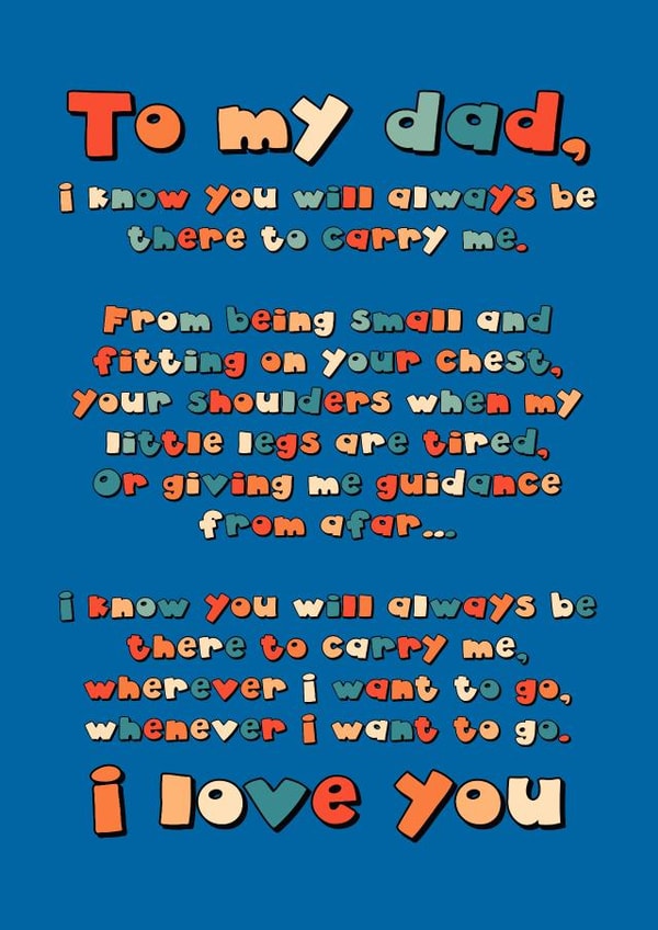 Sentimental Father's Day card - You carry me the through stages in life created by @katiehounsomeillustrator