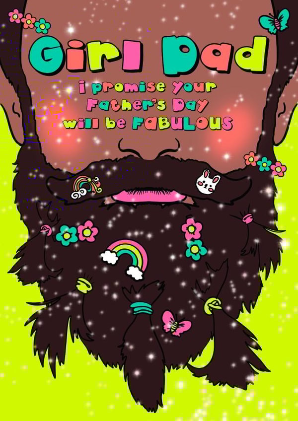 Cute Father's Day card for all the Girl Dad's out there - you are FABULOUS created by @katiehounsomeillustrator