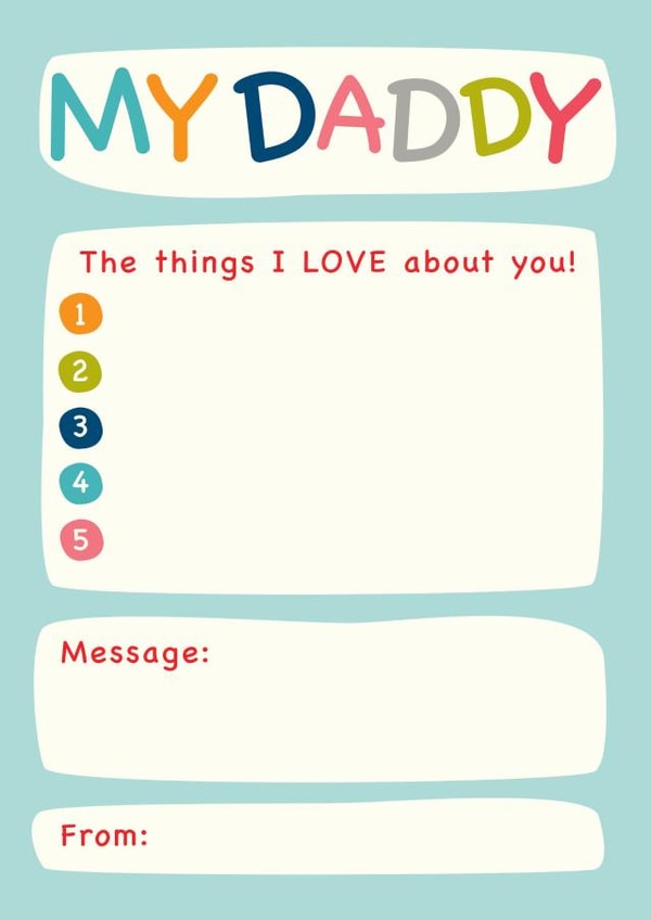 Cute Father's Day Card - What I Love About Daddy created by The Boy and the Bear