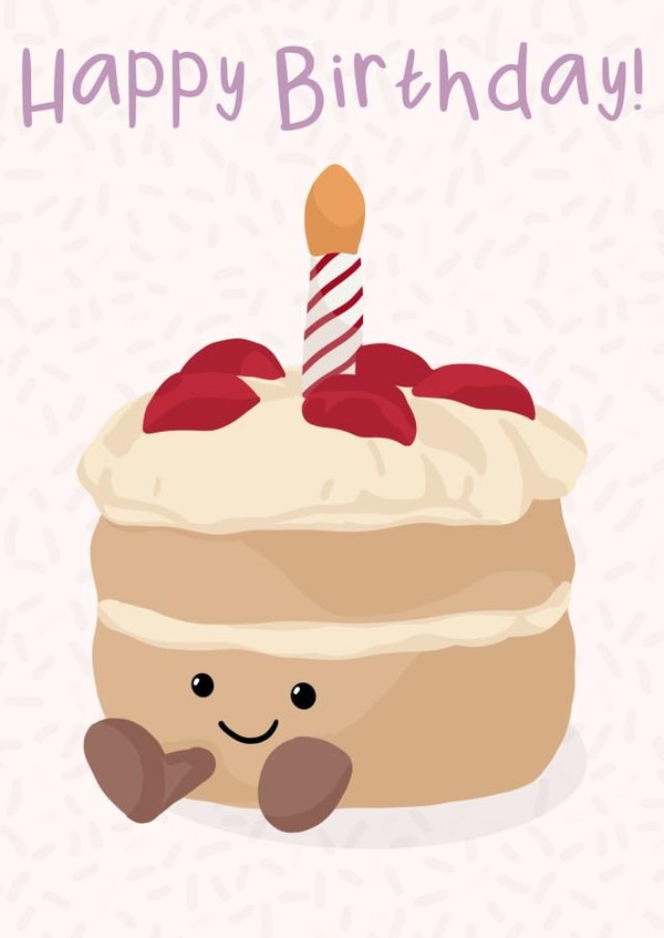 Cute plush cake birthday card created by Pink Sky Studios
