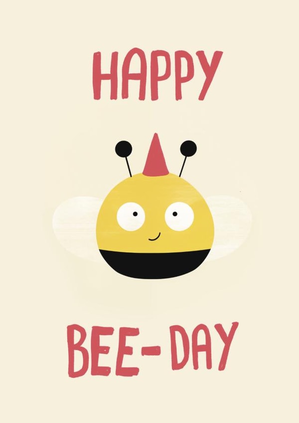 Cute Birthday Card - Bee Pun - Happy Bee-Day! created by Cozy Calm