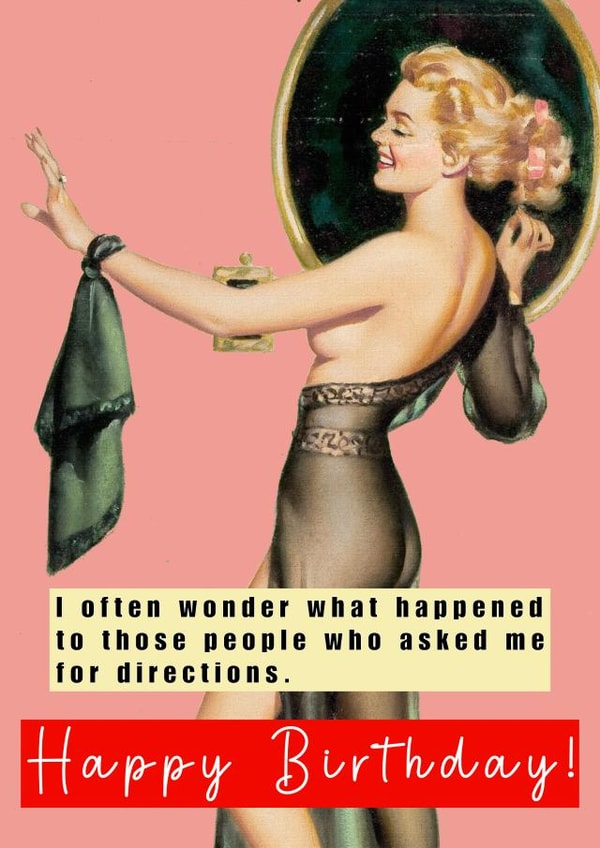 Funny Birthday Card For Friend - Ditzy Directions - Vintage Pin Up created by CardandFast