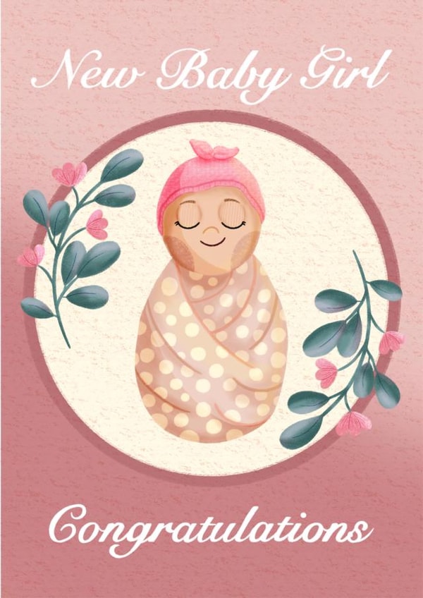 Cute New Baby Girl Card For New Parents - Congratulations created by Things By Bam