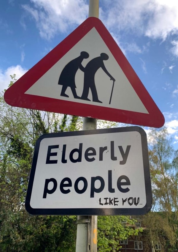 Funny birthday card for “Elderly People”…..like you! A classic road warning sign created by The Insult Emporium