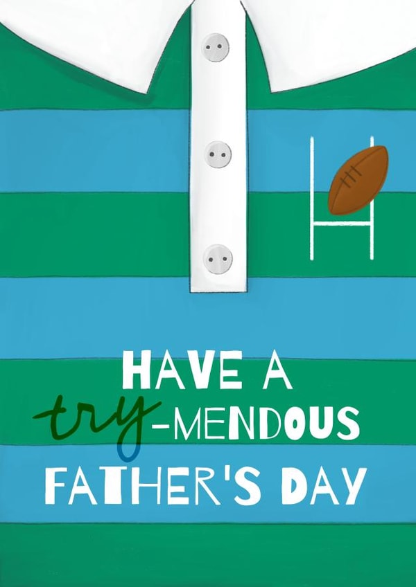 Funny Father's Day Card - Rugby Theme Shirt Card created by Sian Moore Illustration