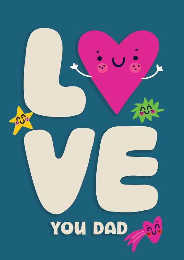 Cute Fathers Day Card - For Dad - Love You Dad created by NICHOLA COWDERY ILLUSTRATIONS