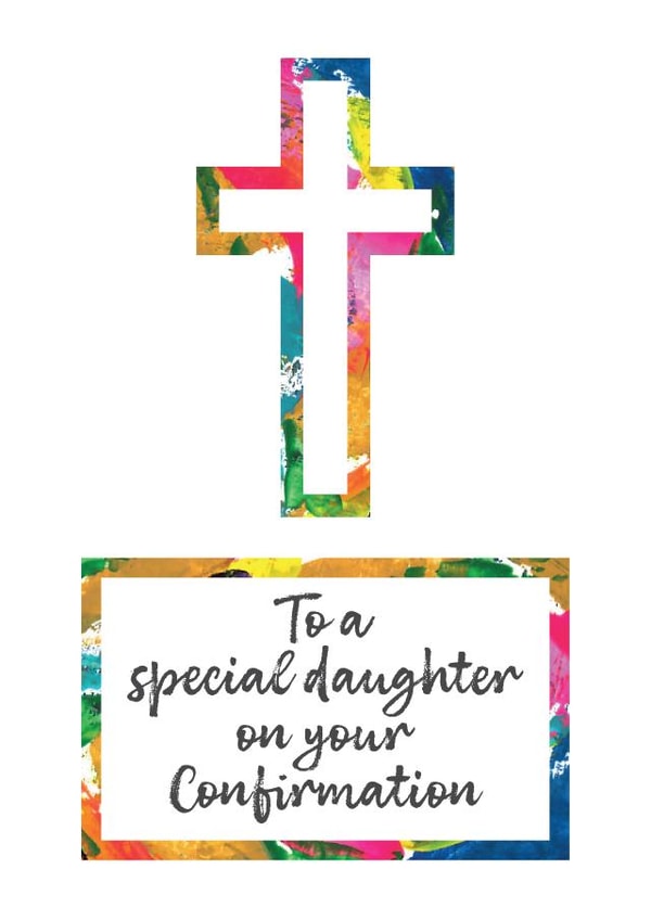 Modern Confirmation Card For Daughter - Cross - Abstract Art created by size3art