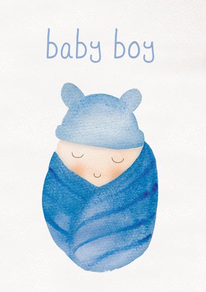 Cute Watercolour New Baby Card – Baby Boy card