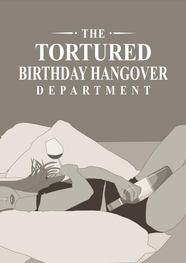 Funny Tortured Poets Inspired Birthday Card - Tortured Birthday Hangover Dept. created by Atwood & Atwood