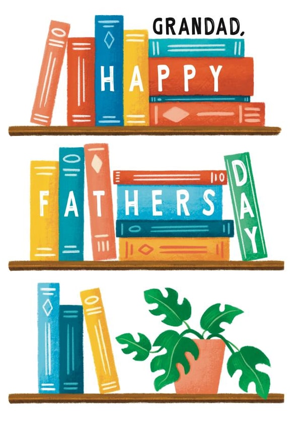 Bookshelf Fathers Day Card - For Grandad created by Sophie Kent Illustration