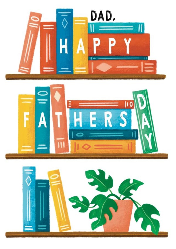 Bookshelf Fathers Day Card - For Dad created by Sophie Kent Illustration
