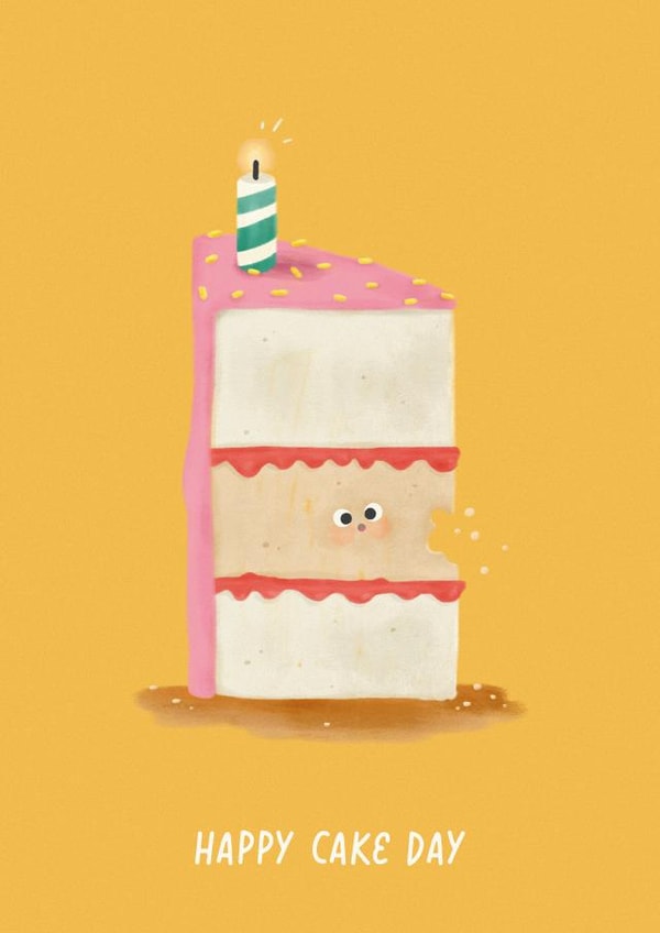 Cute Birthday Card – Happy Cake Day created by Mia Tivey Illustration