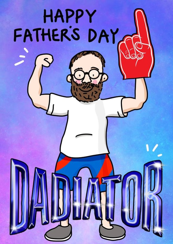 Funny Father’s Day Card - Gladiator - Dadiator created by Rosie Johnson Illustrates