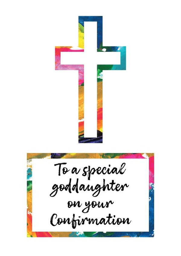 Modern Confirmation Card For Goddaughter - Cross - Abstract Art created by size3art