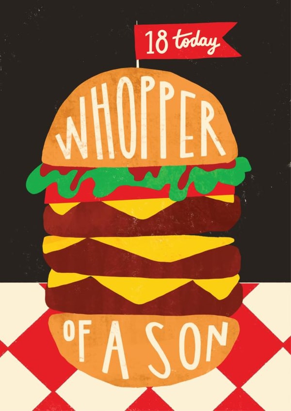 Sons 18th Burger - Fun Birthday Card created by AbiGoLucky