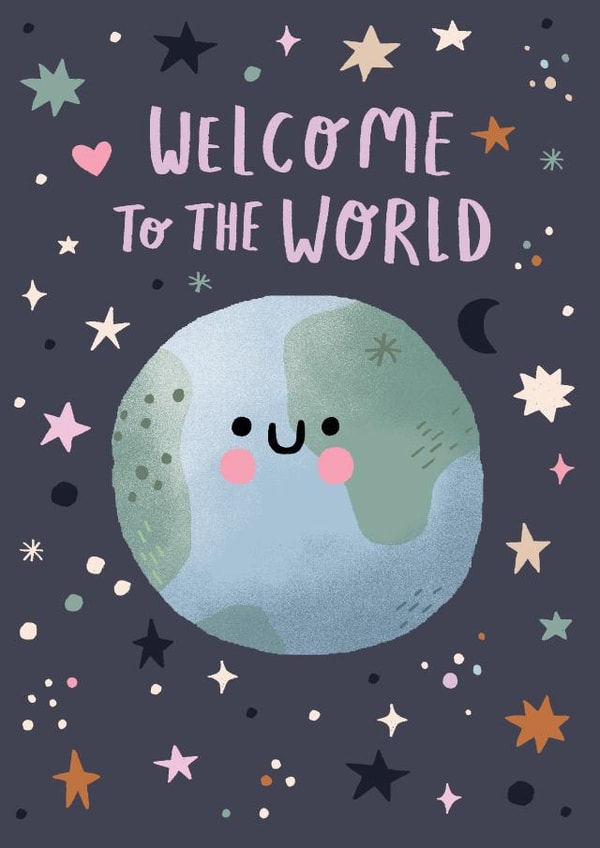 Cute Unisex New Baby Card - Unisex - Welcome to the World created by by Rosie Banton