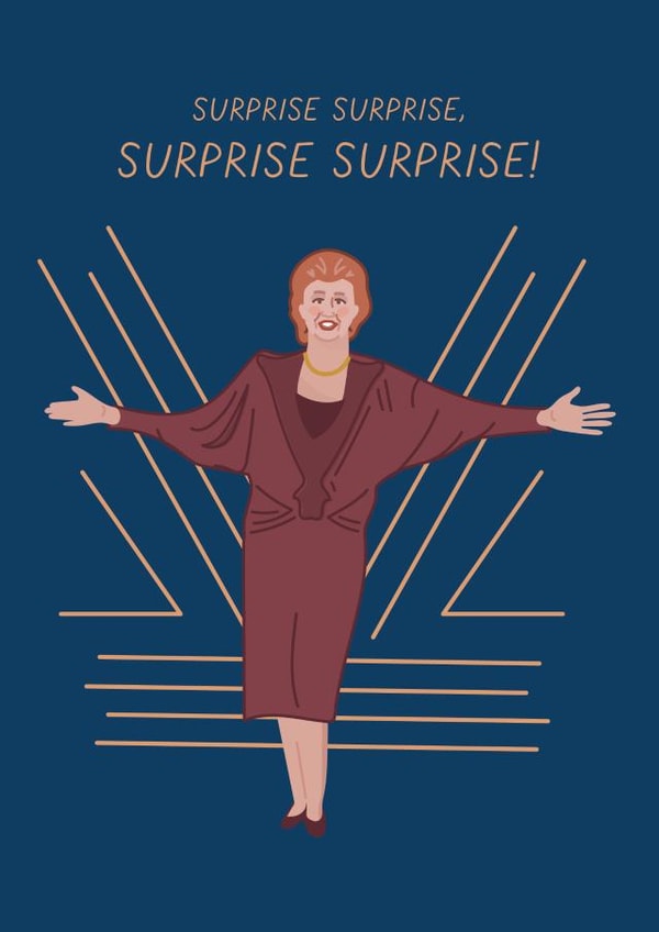 Cilla Black - Surprise Surprise Birthday Card, Greeting Card created by @veryarshshop